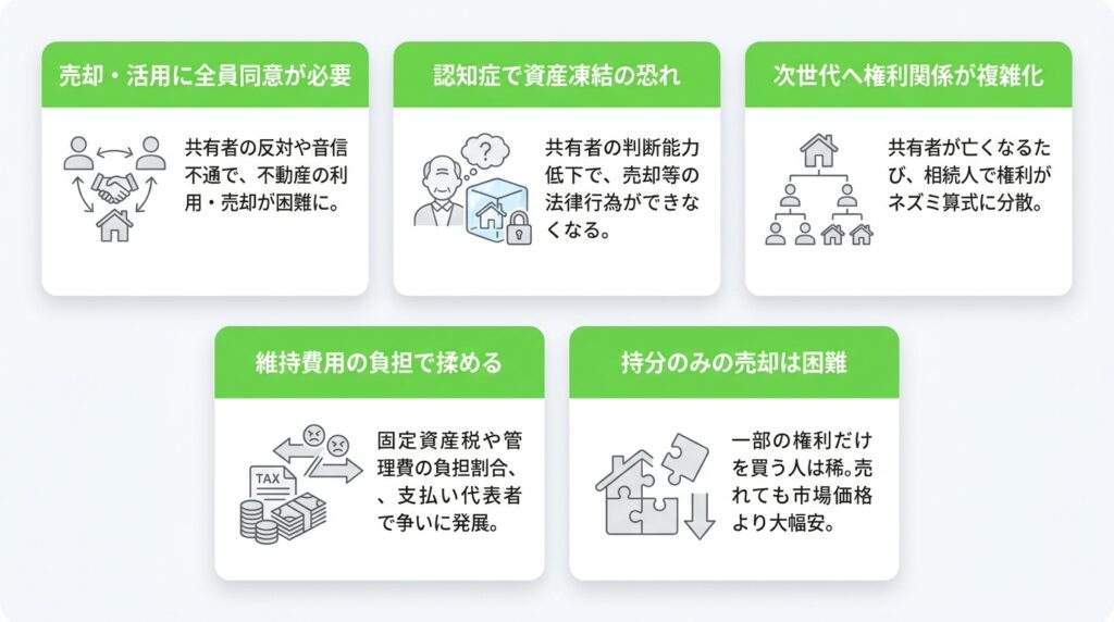 相続不動産を共有名義にする5つのデメリット・危険性