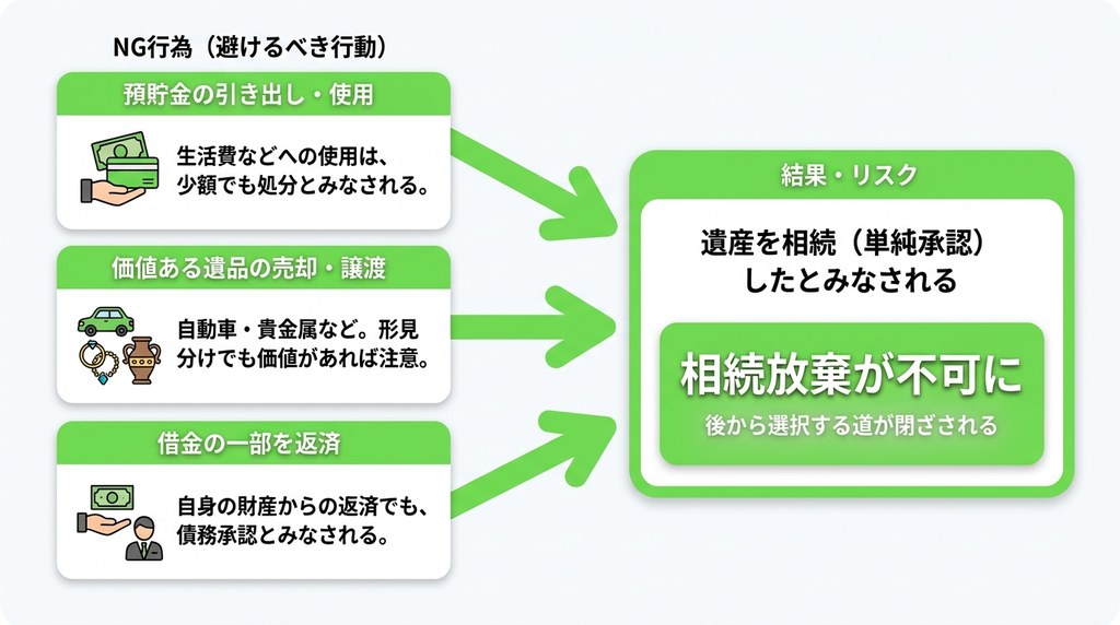 借金調査中に絶対にしてはいけない!相続放棄できなくなるNG行為