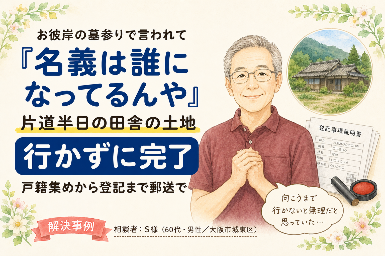 【体験談】 『お彼岸の墓参りで言われて…』一度も行けなかった父の田舎の土地、名義を変えることができました