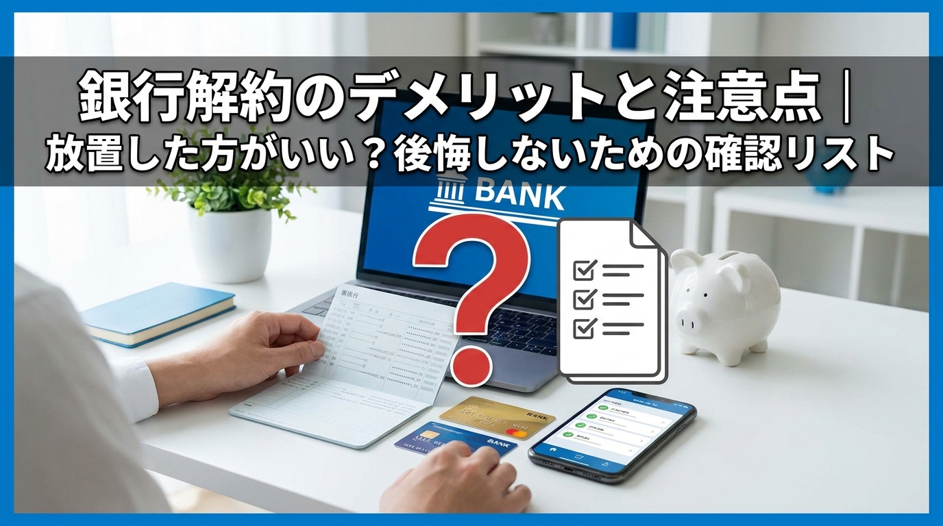 銀行解約のデメリットと注意点｜放置した方がいい？後悔しないための確認リスト