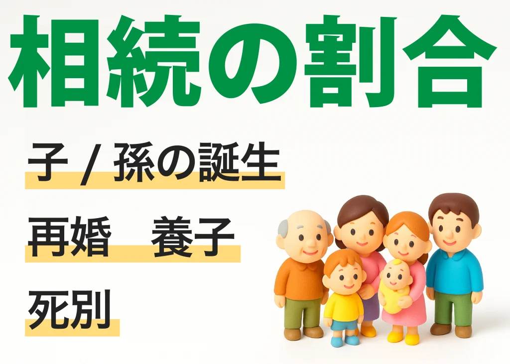 相続の割合。子や孫の誕生、再婚、養子、死別
