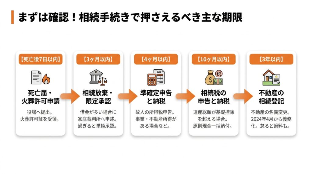 まずは確認!相続手続きで押さえるべき主な期限