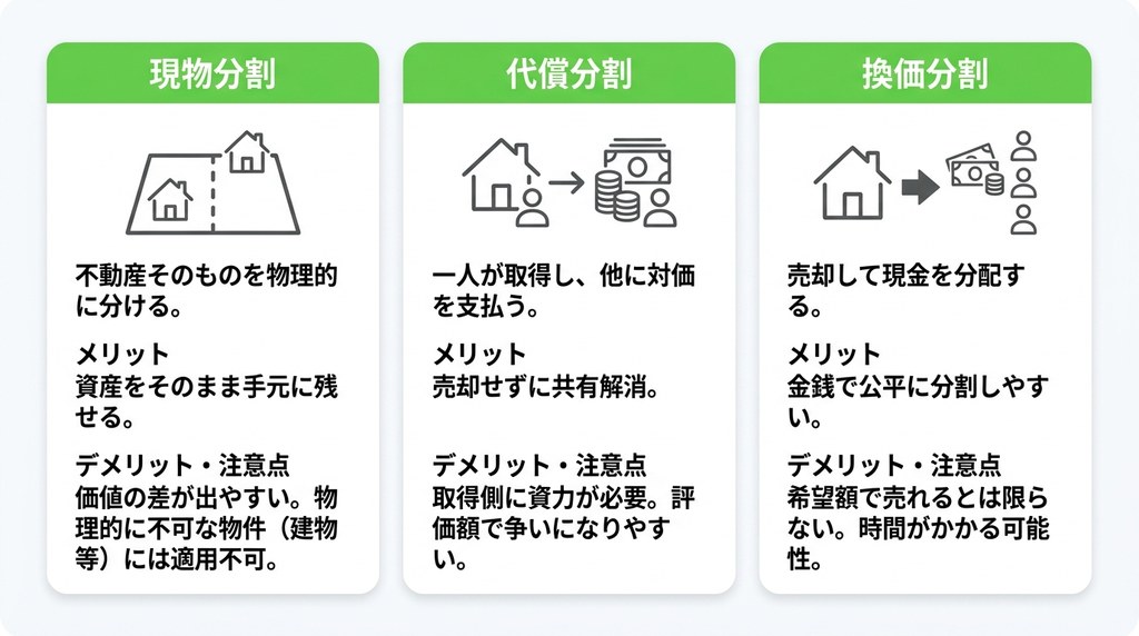 状況に応じた最適な選択は?共有不動産を分ける3つの方法