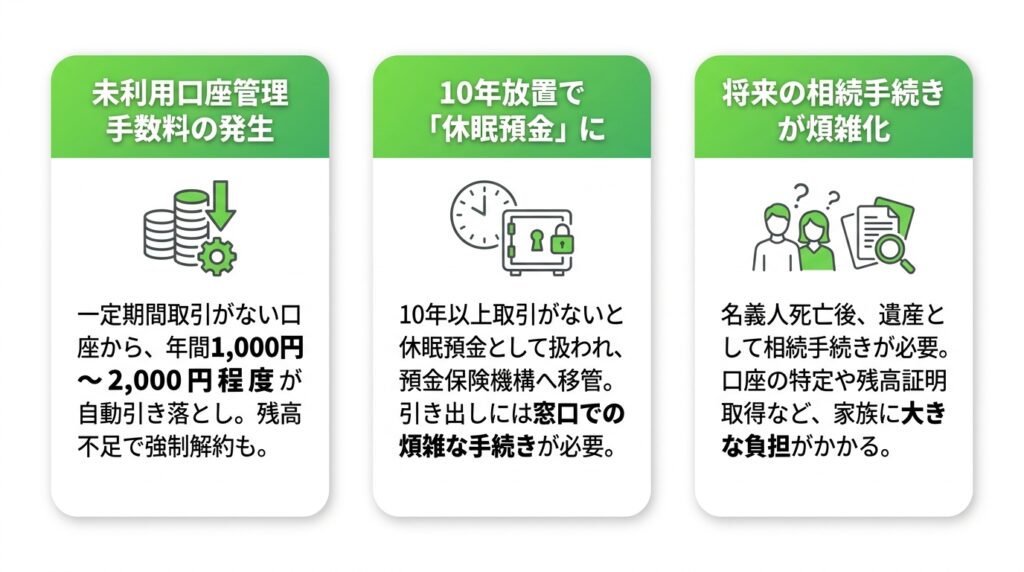遠方の銀行口座を解約せずに放置する3つのデメリット