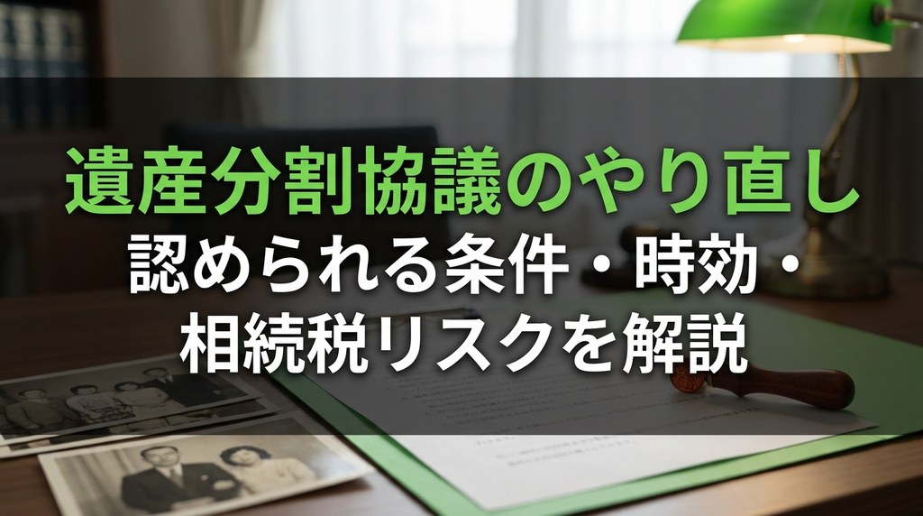 遺産分割協議のやり直し｜認められる条件・時効・相続税リスクを解説
