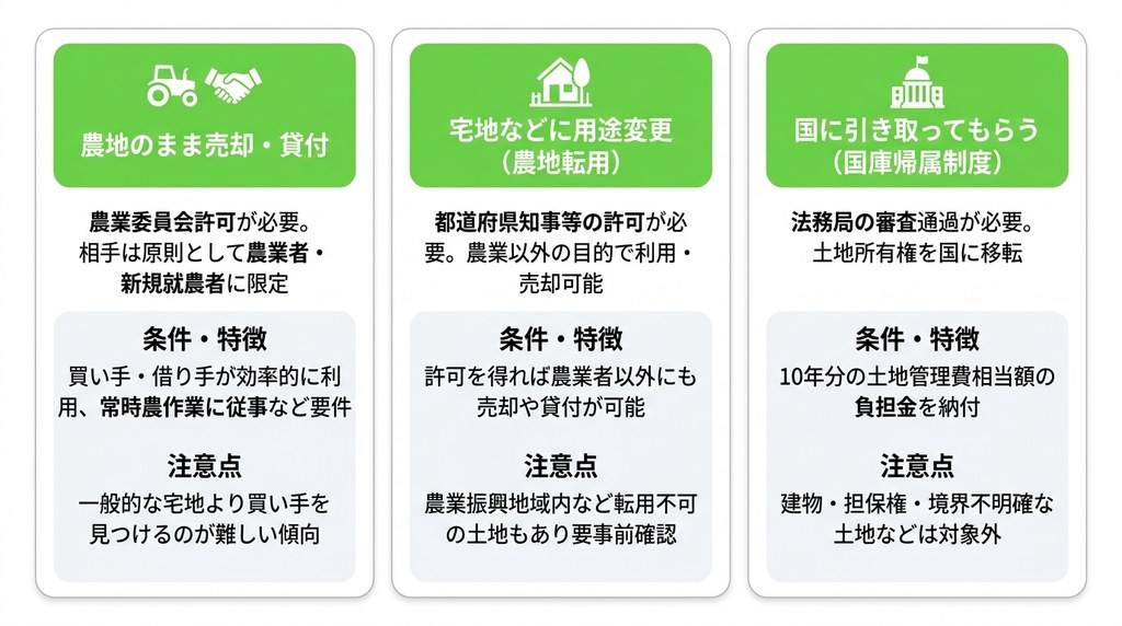 相続した農地で農業をしない場合はどうすればいいですか?