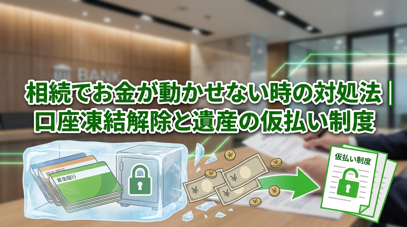 相続でお金が動かせない時の対処法｜口座凍結解除と遺産の仮払い制度
