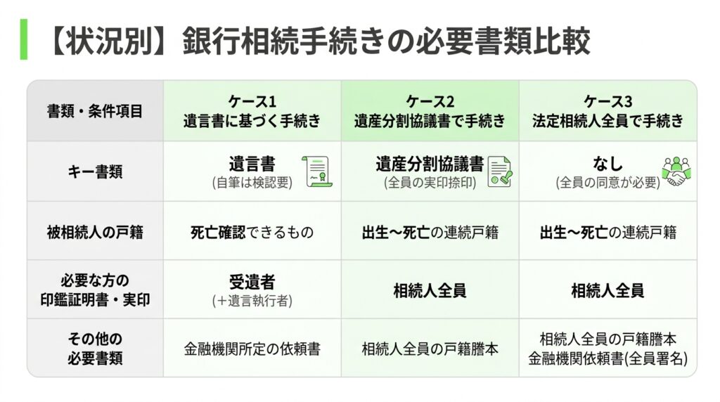 【状況別】銀行の相続手続きで必要な書類一覧