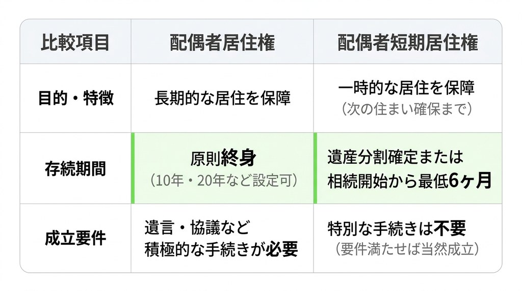 名称が似ている「配偶者短期居住権」との明確な違いを解説