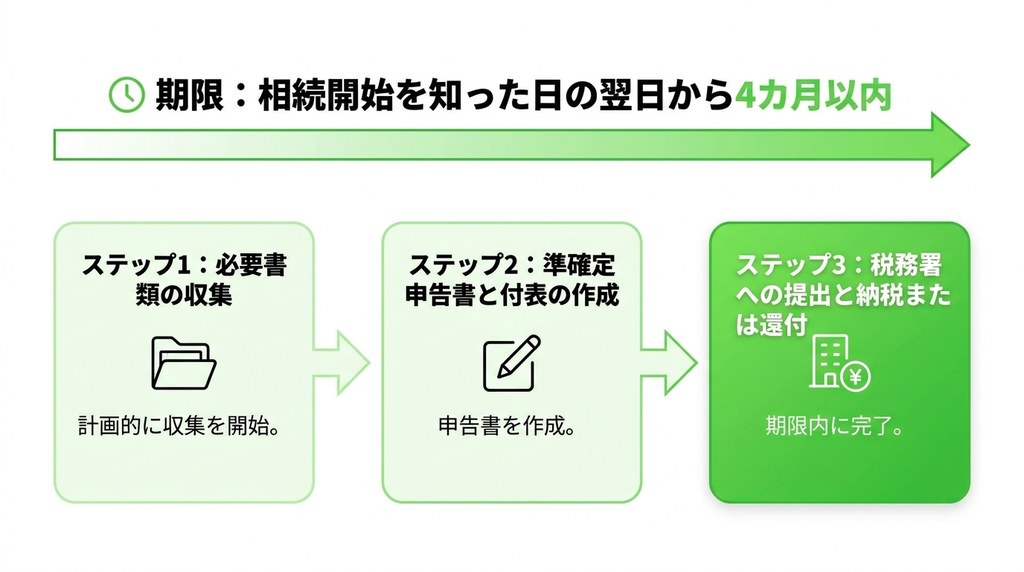 【4カ月以内】準確定申告の全手順｜提出期限と全体の流れを把握しよう