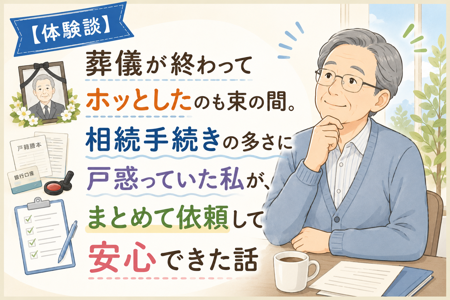 【体験談】 葬儀が終わってホッとしたのも束の間。相続手続きの多さに戸惑っていた私が、まとめて依頼して安心できた話