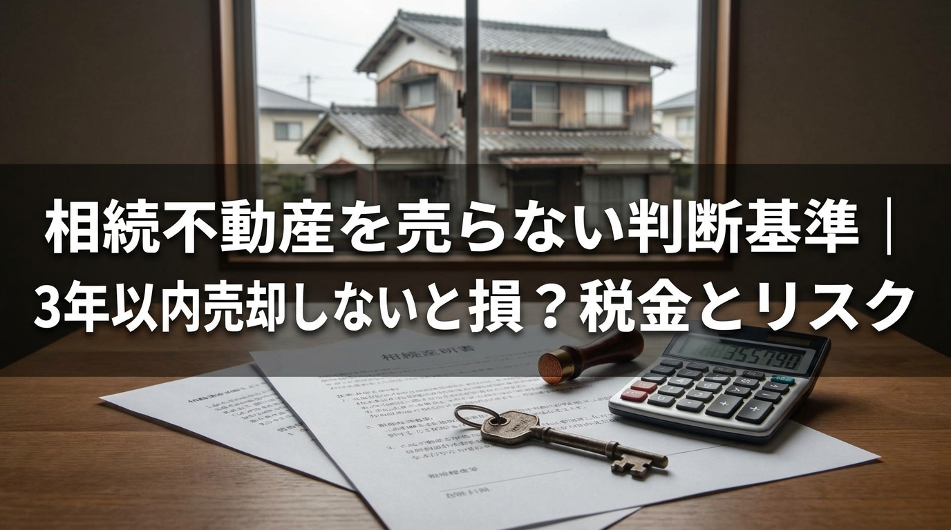 相続不動産を売らない判断基準｜3年以内に売却しないと損？税金とリスク