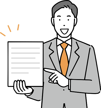 書類を公開する男性