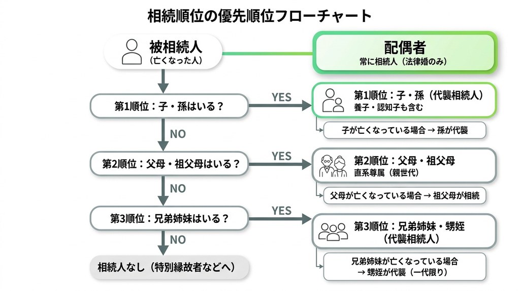 法定相続分の計算前に！相続人になる人の優先順位（相続順位）を確認しよう